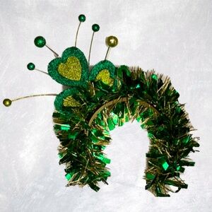 Handcrafted St Patrick’s Day Shamrock Green and Gold Twist Garland Headband